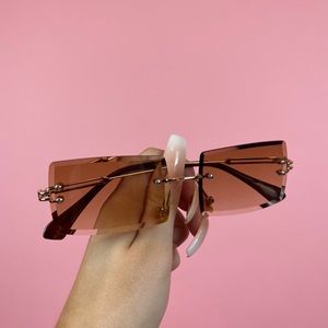 Y2K Tan Rimless Sunglasses